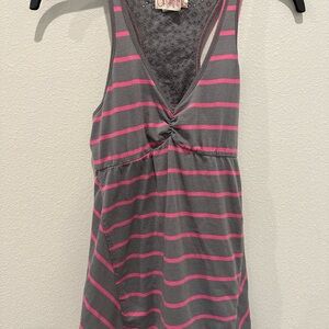 OP Gray and Pink Striped Tank Top